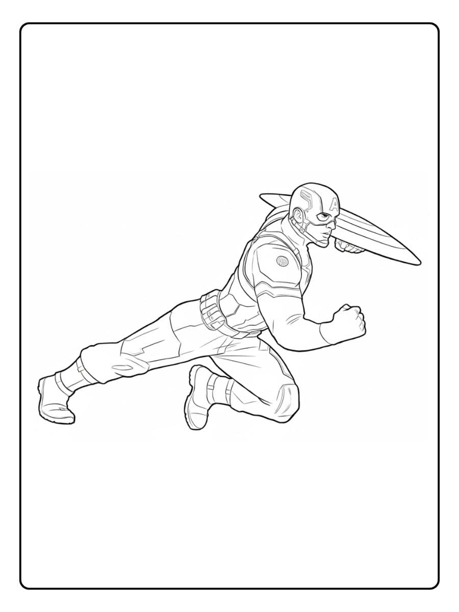 Capitaine America Coloriage Simple Dessin au Trait Épais