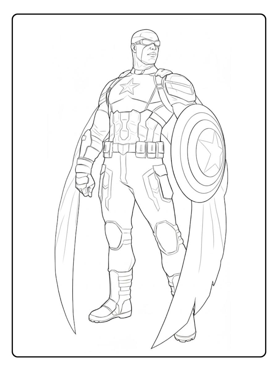 Capitaine America Coloriage Simple Dessin au Trait