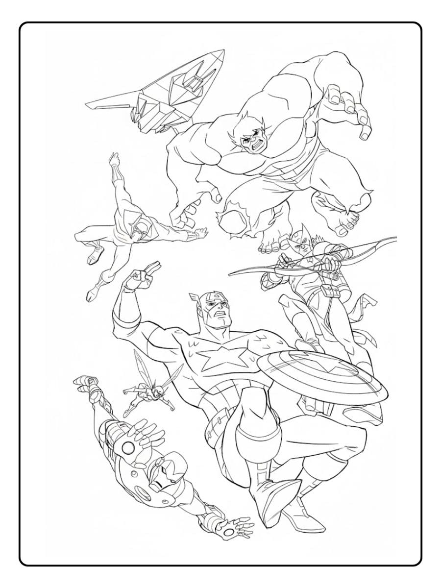 Coloriage Avengers La Bande Dessinée Simple à Imprimer