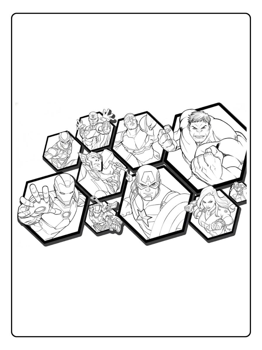 Coloriage Avengers Simple Contour des Super Héros