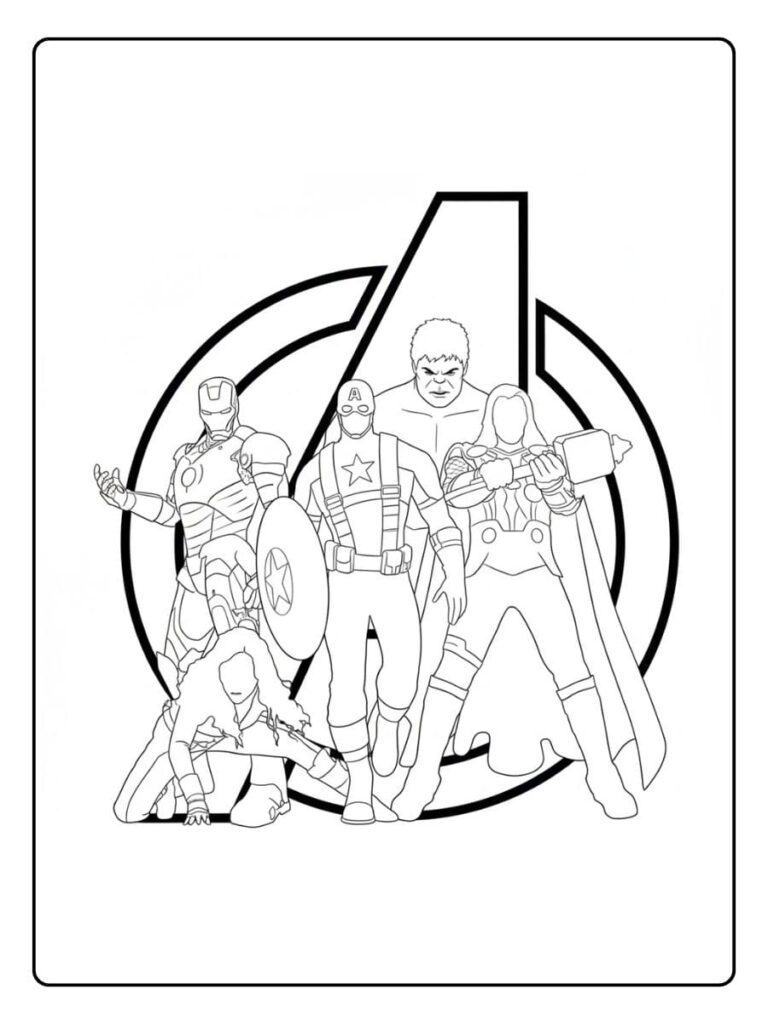 Coloriage Gratuit à Imprimer – Dessins à Colorier PDF & PNG 169 Coloriage Avengers Simple Dessin au Trait Noir et Blanc Facile