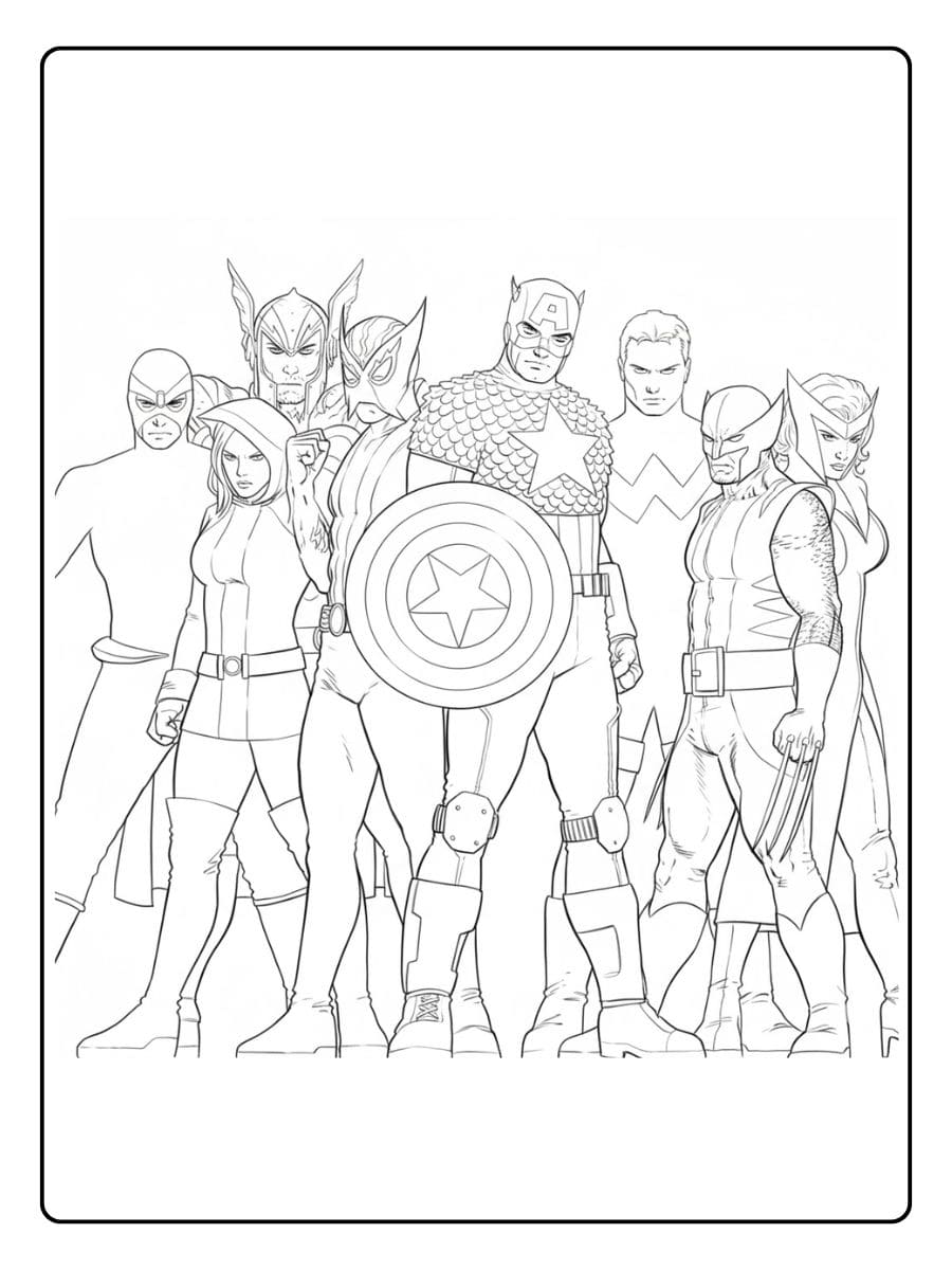 Coloriage Avengers Super Héros en Lignes Simples