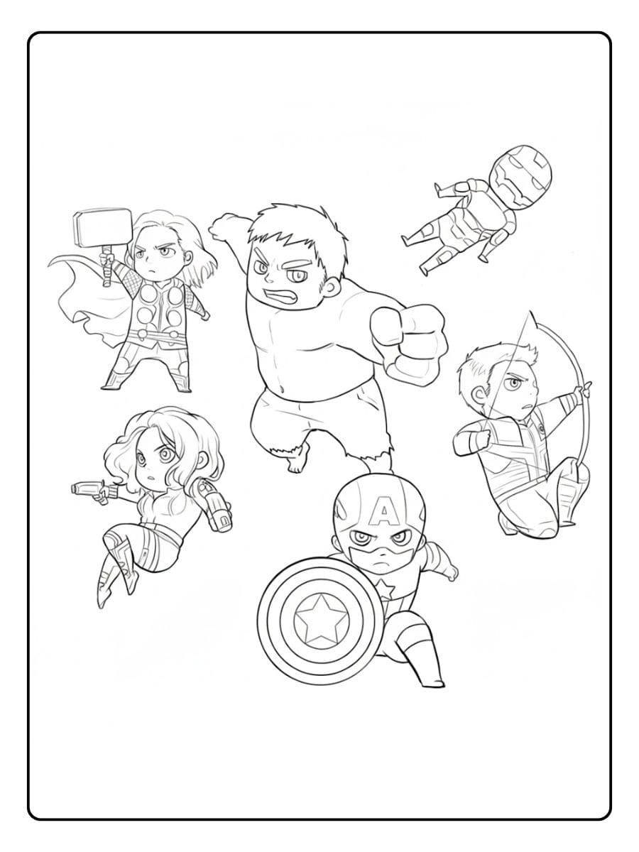 Coloriage Avengers Super héros Unis