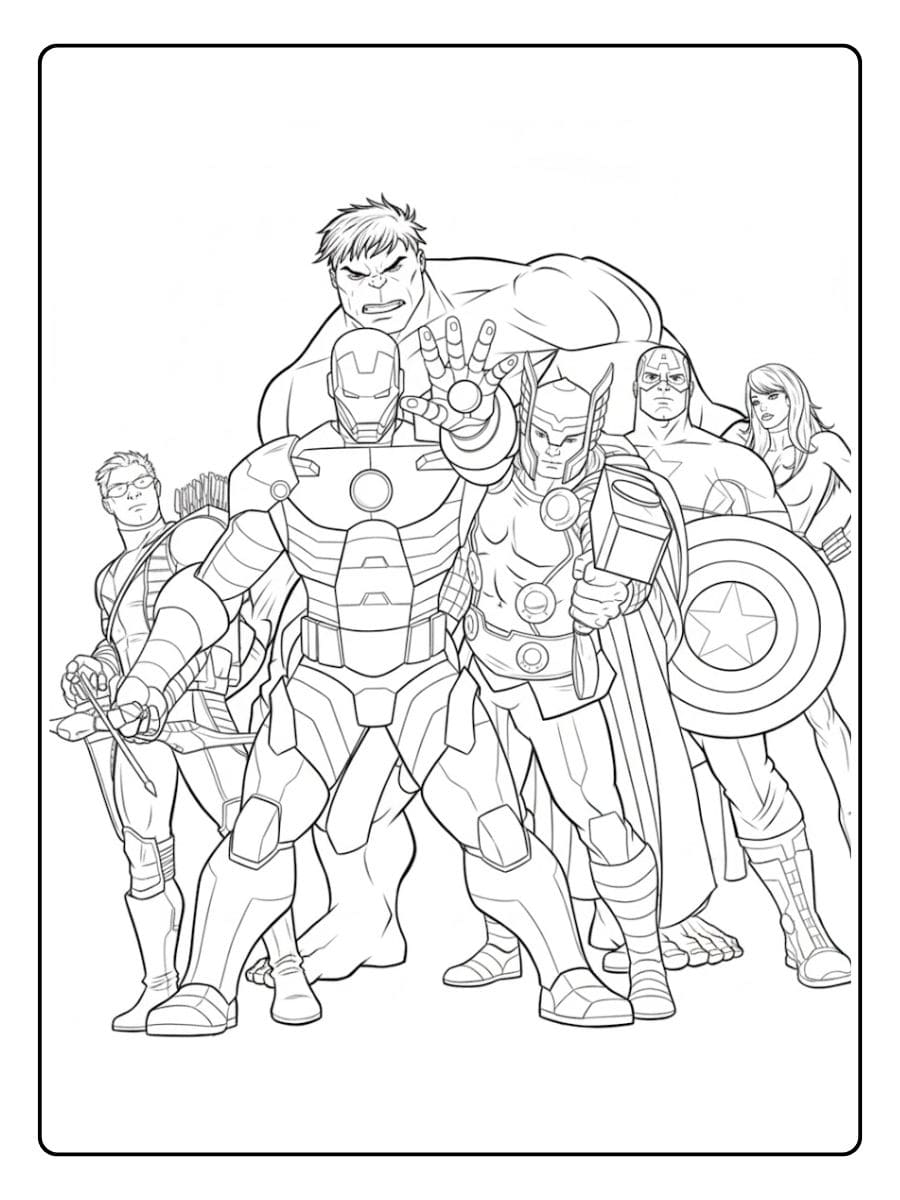Coloriage Avengers simple trait épais