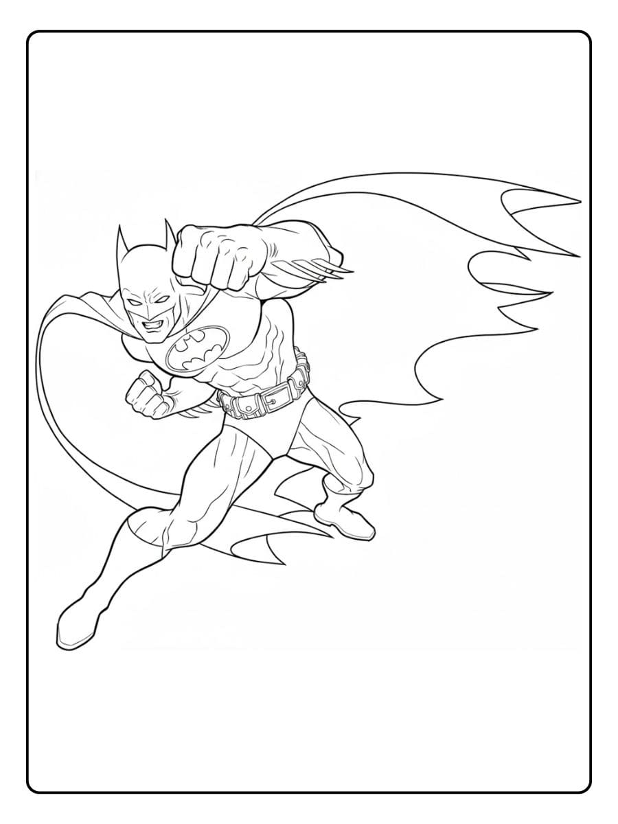 Coloriage Batman Le chevalier noir en action