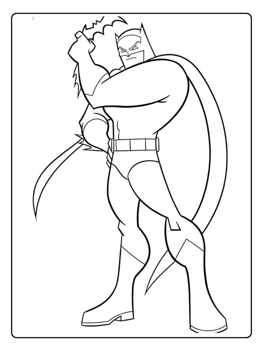 Coloriage Batman simple Esquisse noir et blanc