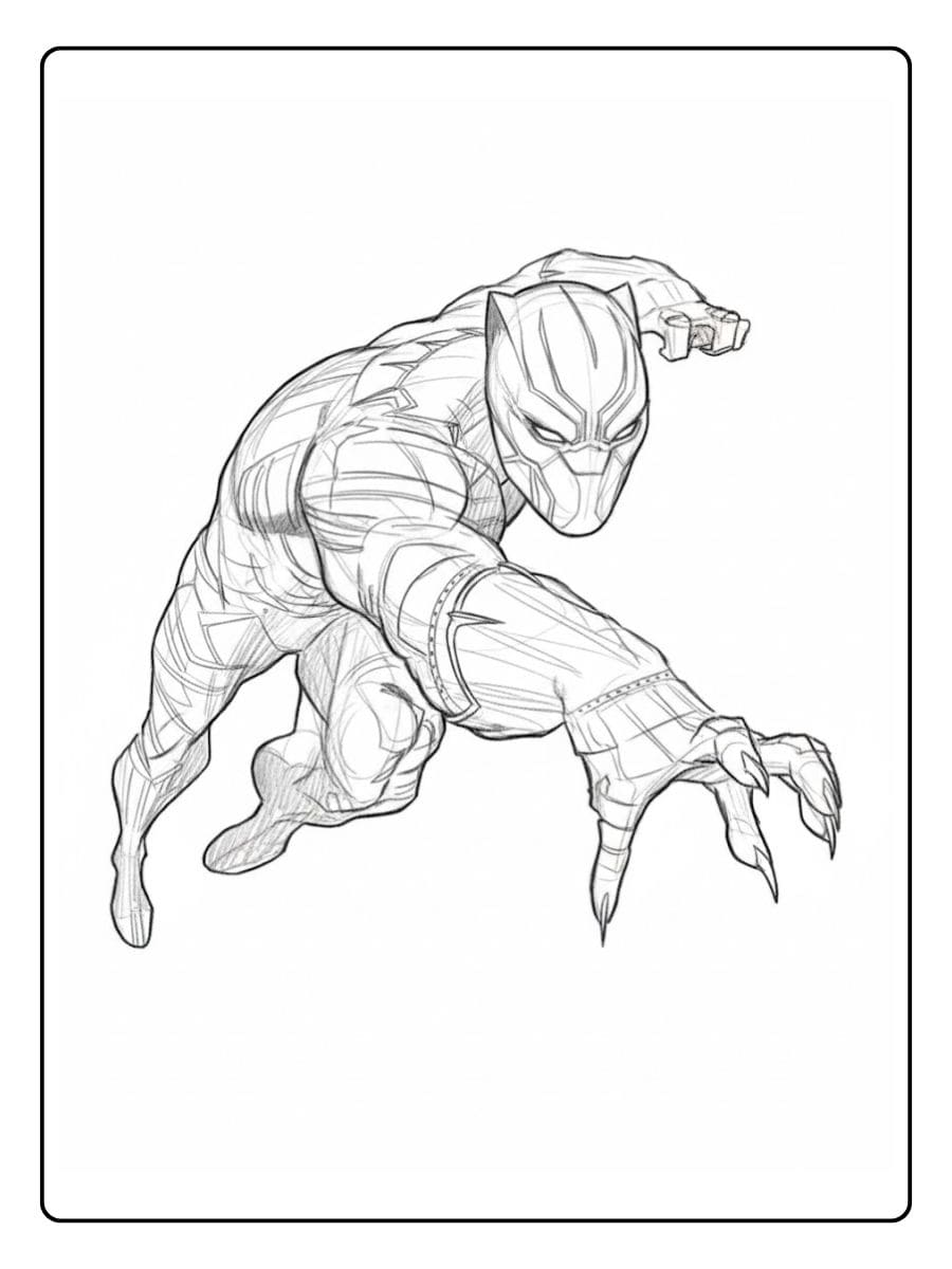 Coloriage Black Panther Croquis Simple et Lignes Épaisses