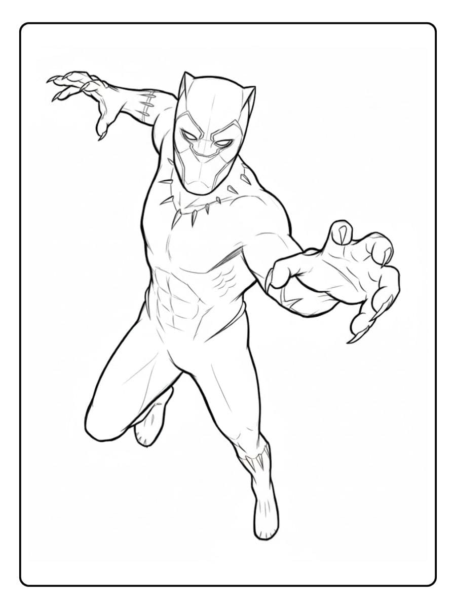 Coloriage Black Panther Pose de combat facile