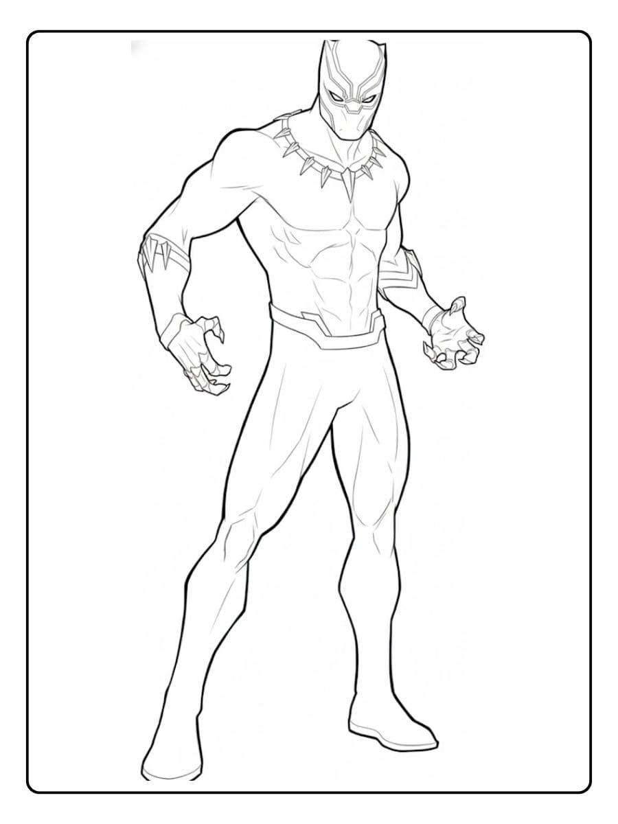 Coloriage Black Panther Simple Dessin de Contour de Super héros