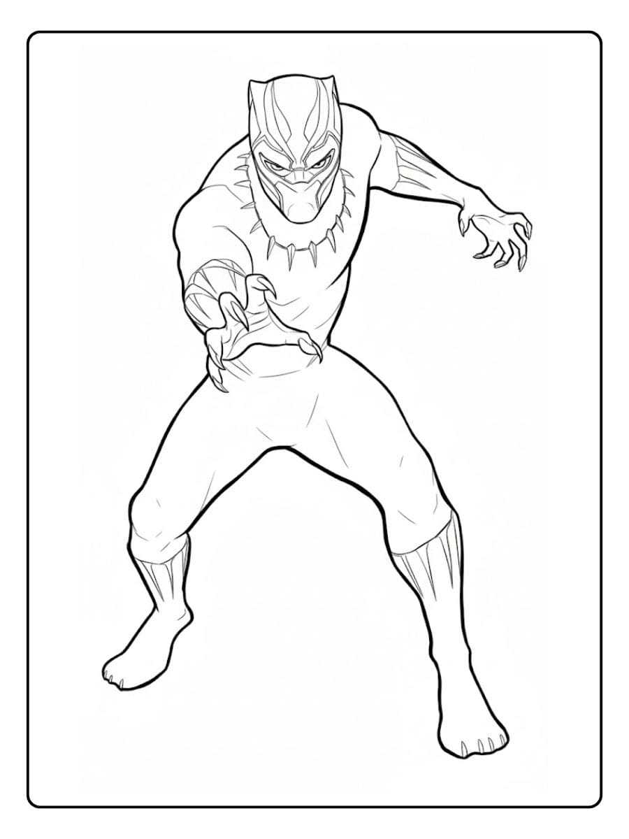 Coloriage Black Panther Simple Lignes Épaisses