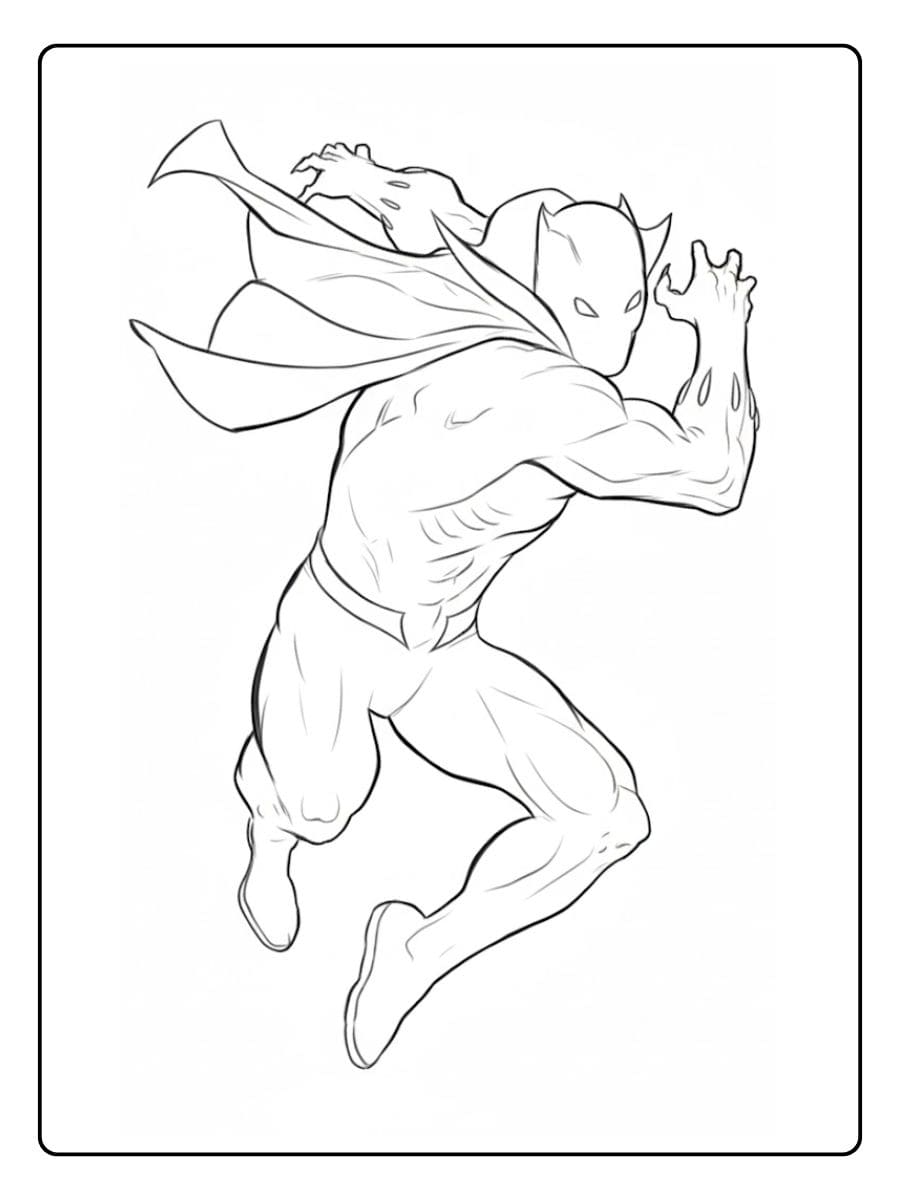 Coloriage Black Panther Simple Trait Noir Fond Blanc