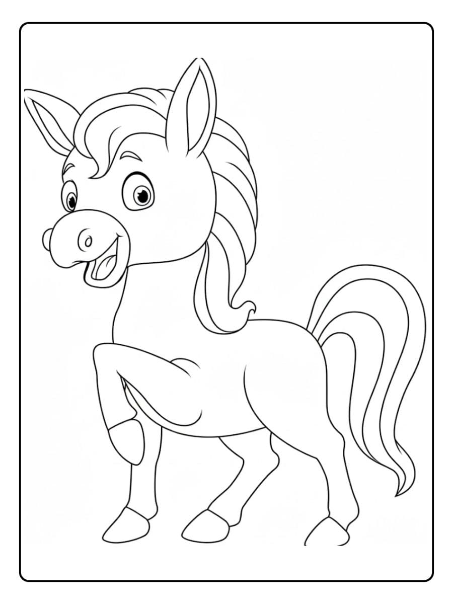 Coloriage Cheval Facile Sourire