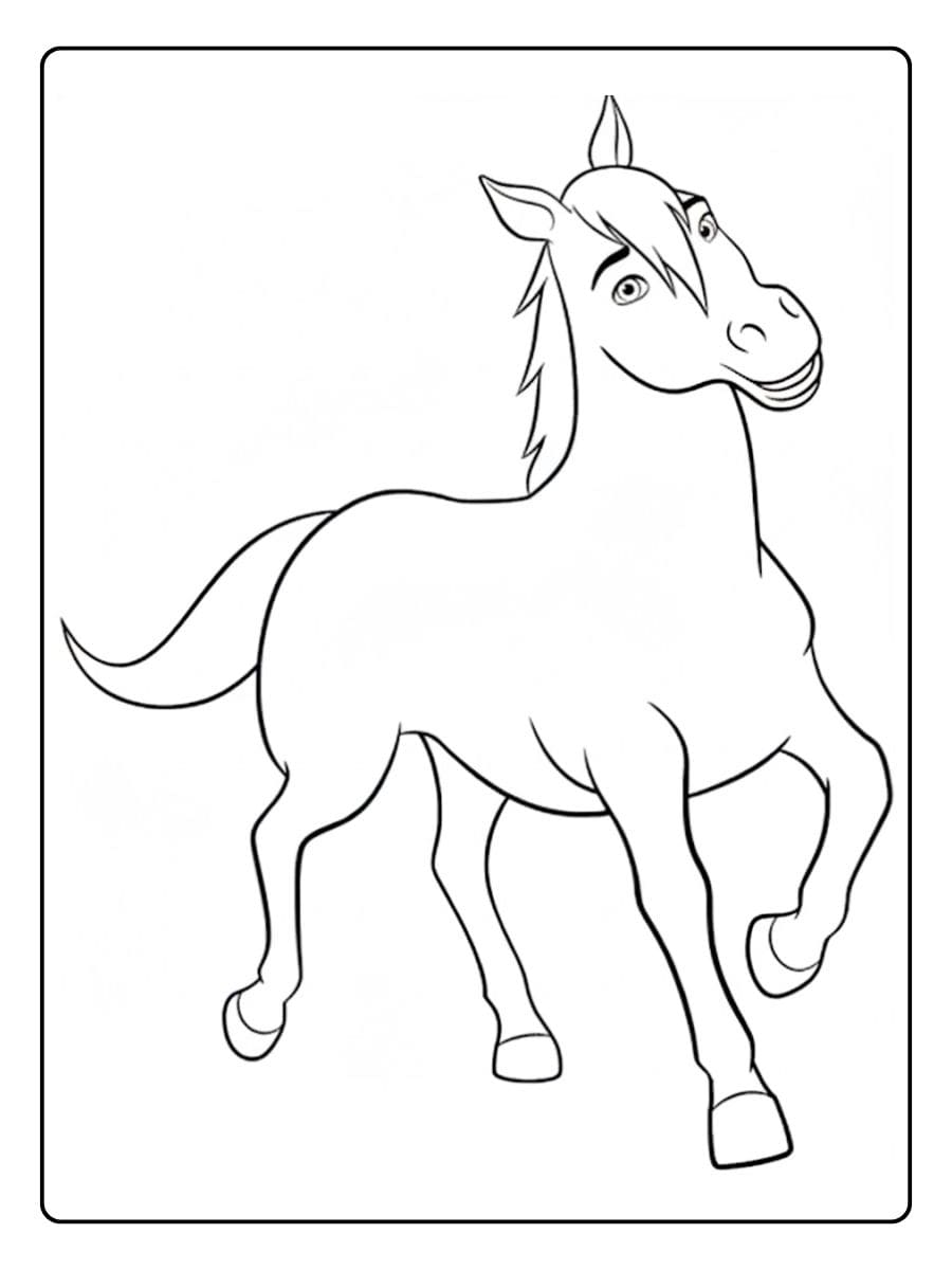 Coloriage Cheval Simple Trait Noir