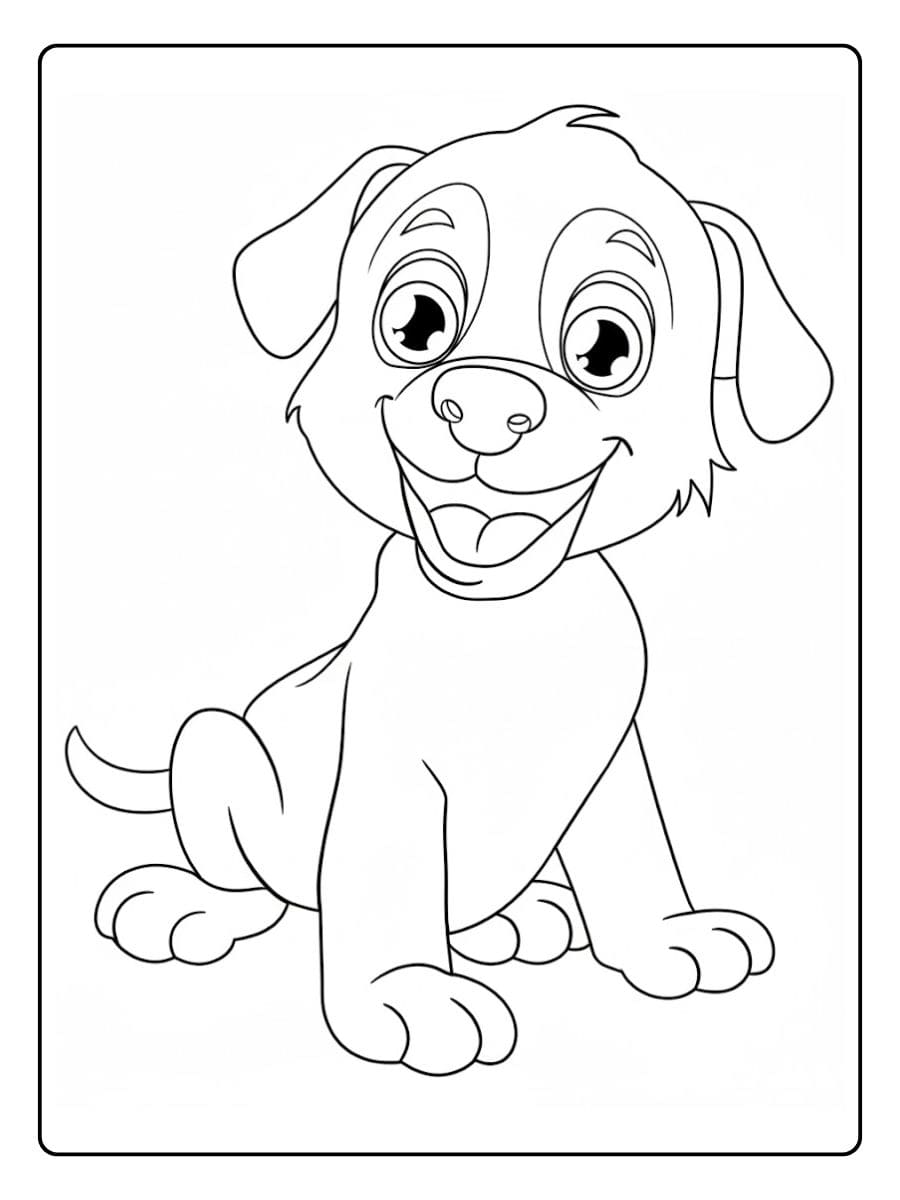 Coloriage Chien Mignon Dessin Simple Trait Épais
