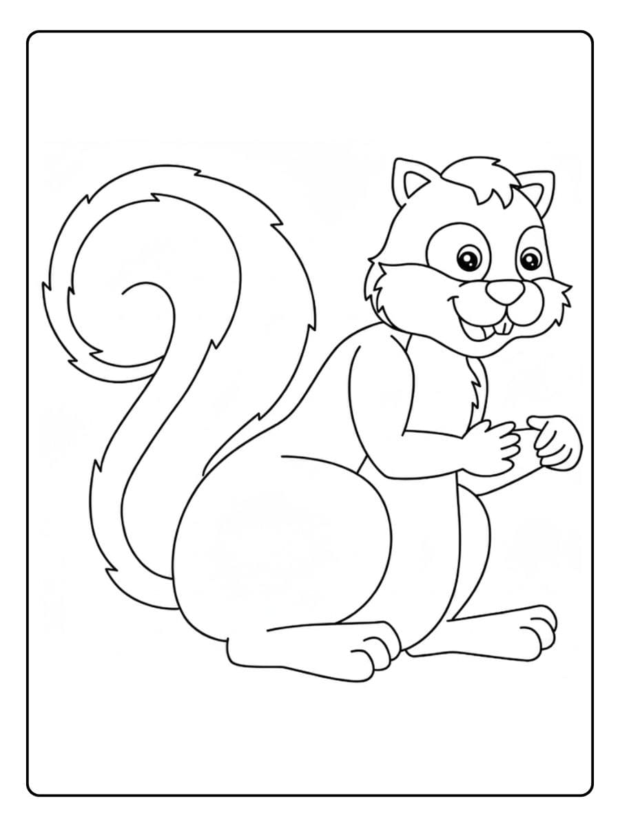 Coloriage Écureuil Simple Trait Épais