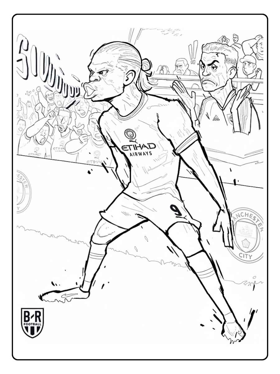Coloriage Haaland action de match