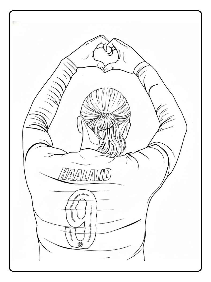 Coloriage Haaland célébration bras levés
