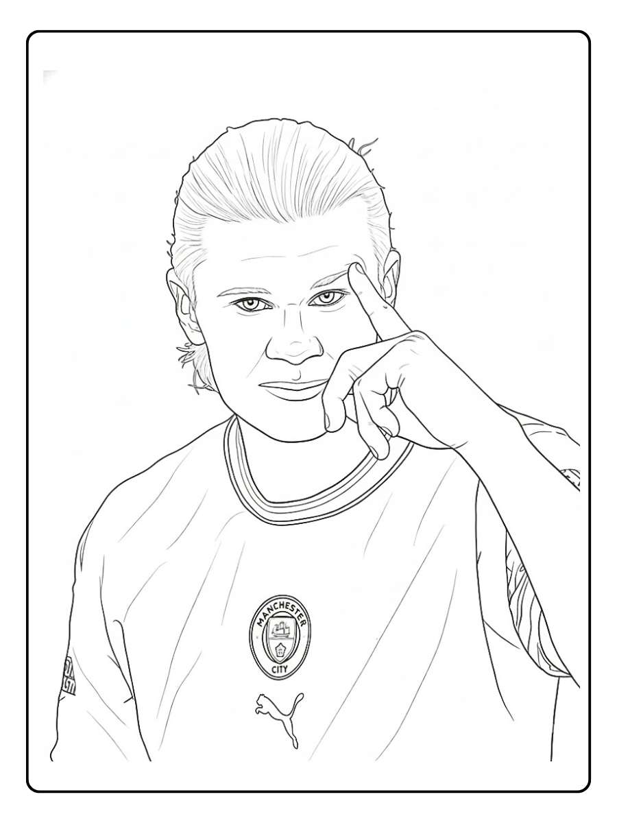 Coloriage Haaland geste de concentration