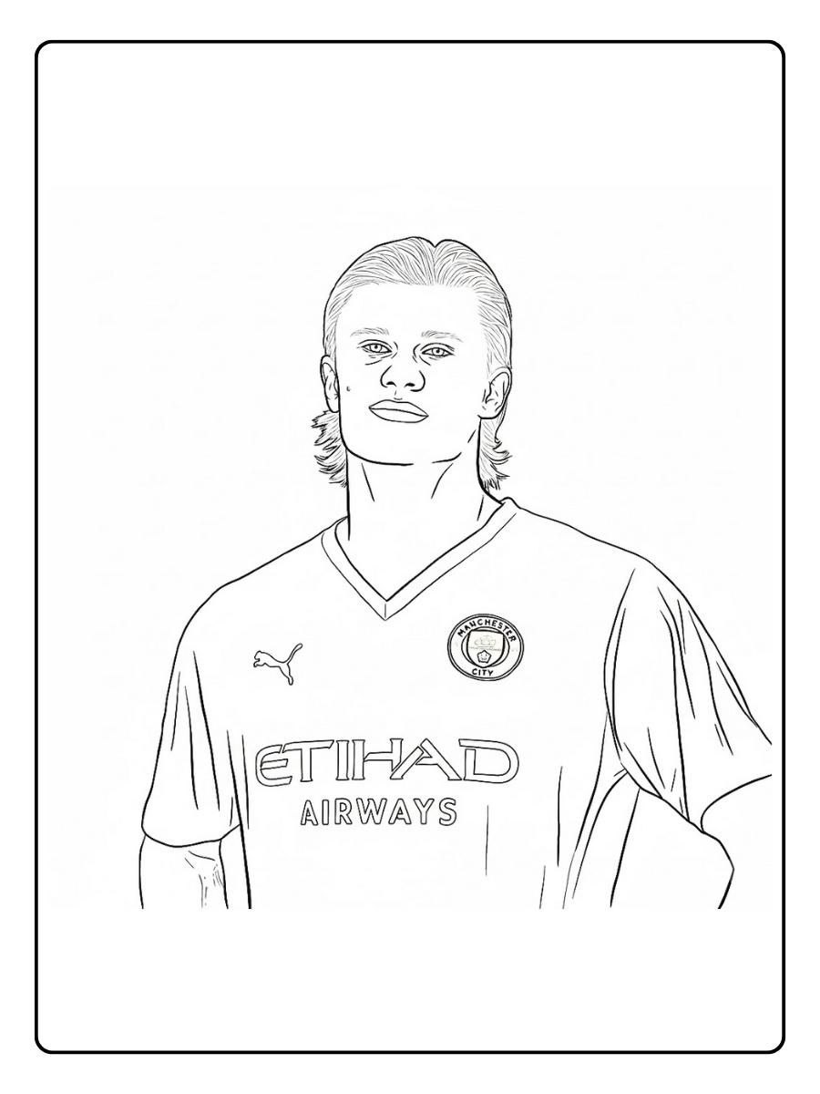 Coloriage Haaland portrait en maillot Manchester City