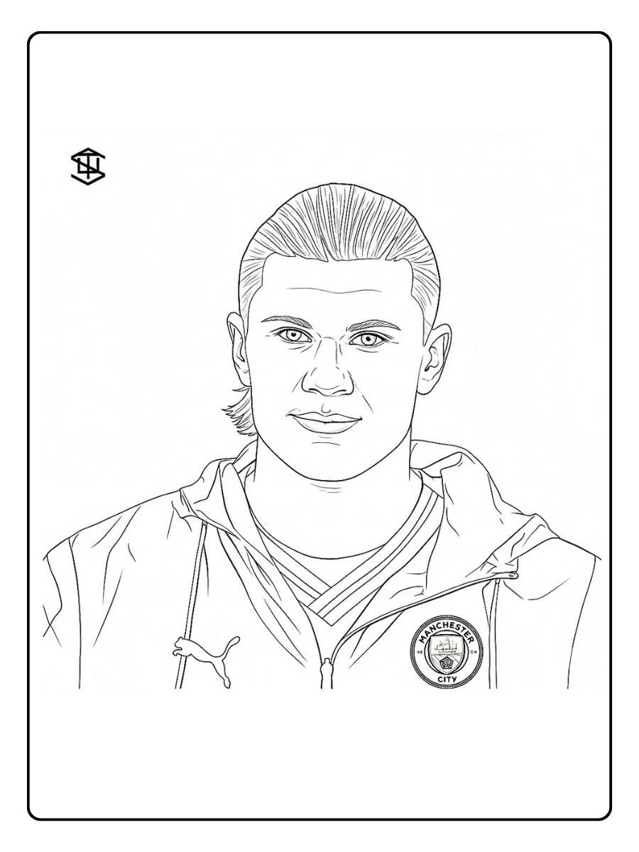 Coloriage Haaland portrait réaliste