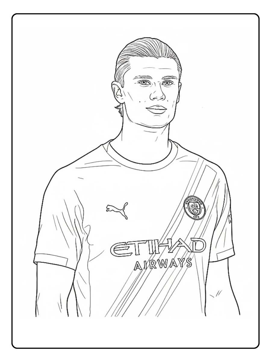 Coloriage Haaland portrait simple en pied