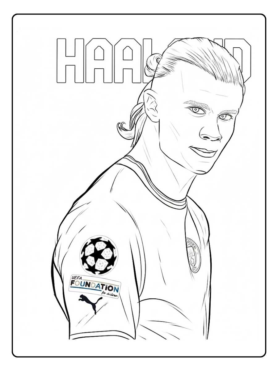 Coloriage Haaland regard de côté