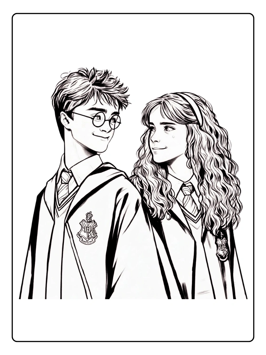 Coloriage Harry Potter et Hermione (2)