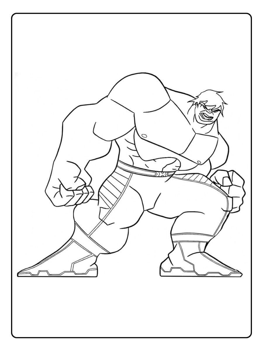 Coloriage Hulk Le Géant Vert en Ligne Claire