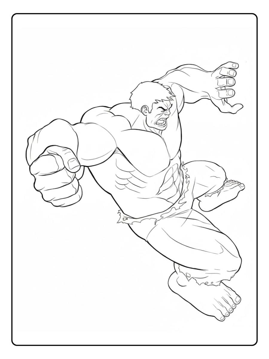 Coloriage Hulk en action Lignes simples