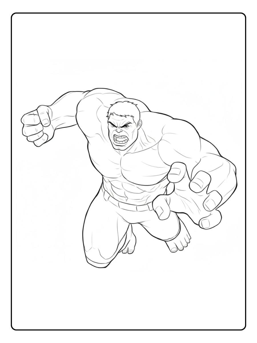 Coloriage Hulk en colère Contours simples