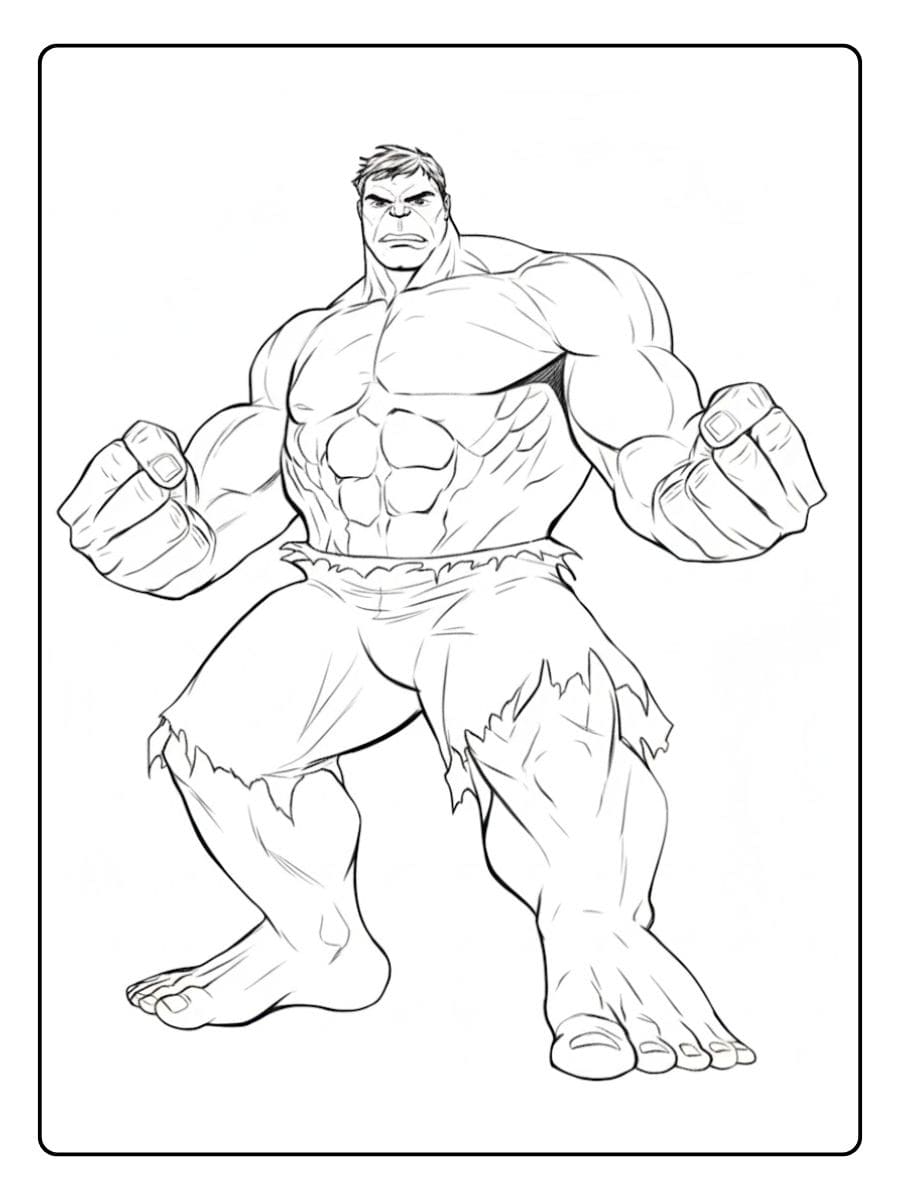 Coloriage Hulk simple aux lignes épaisses