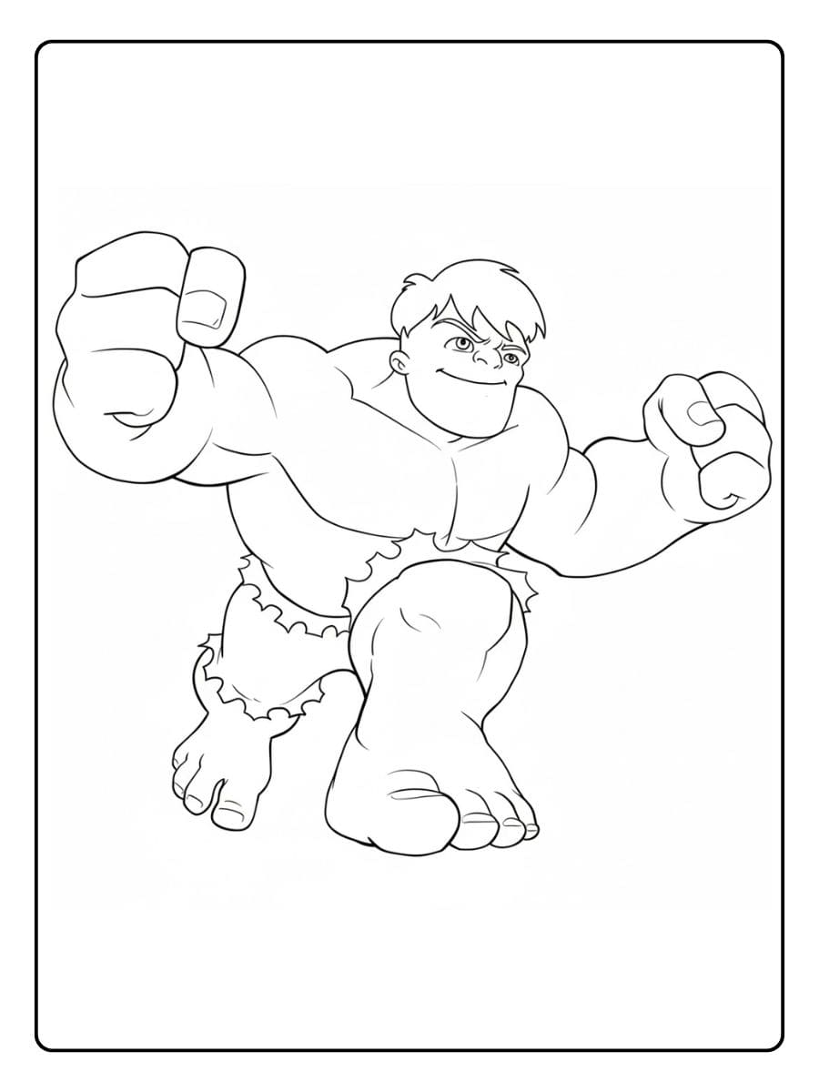 Coloriage Hulk simple contour gros traits