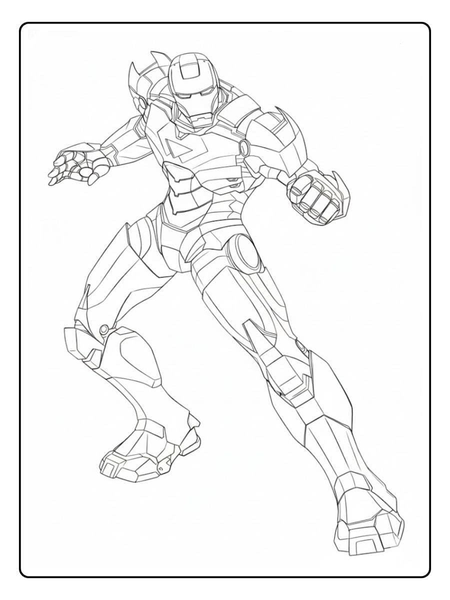 Coloriage Iron Man Contour Simple pour Enfants