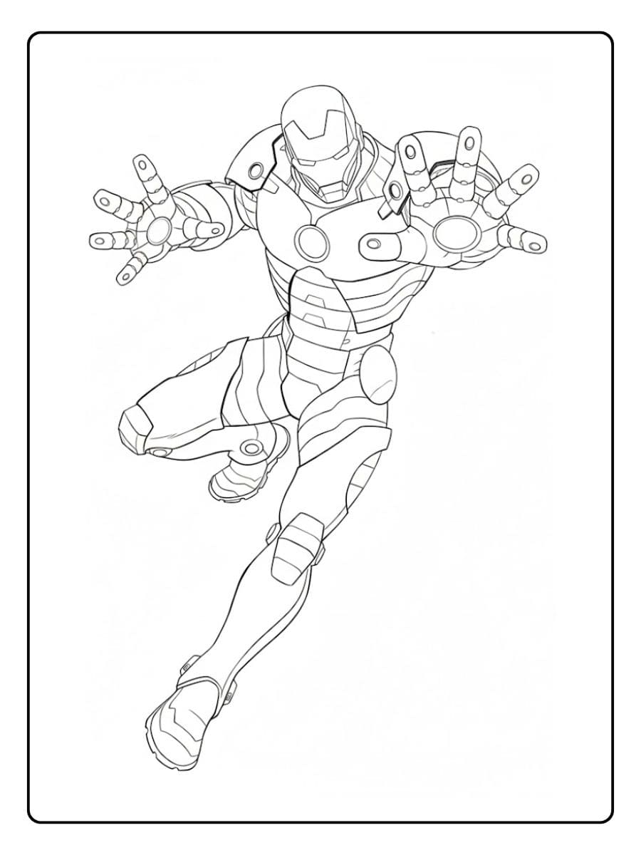 Coloriage Iron Man Simple Esquisse de Super Héros
