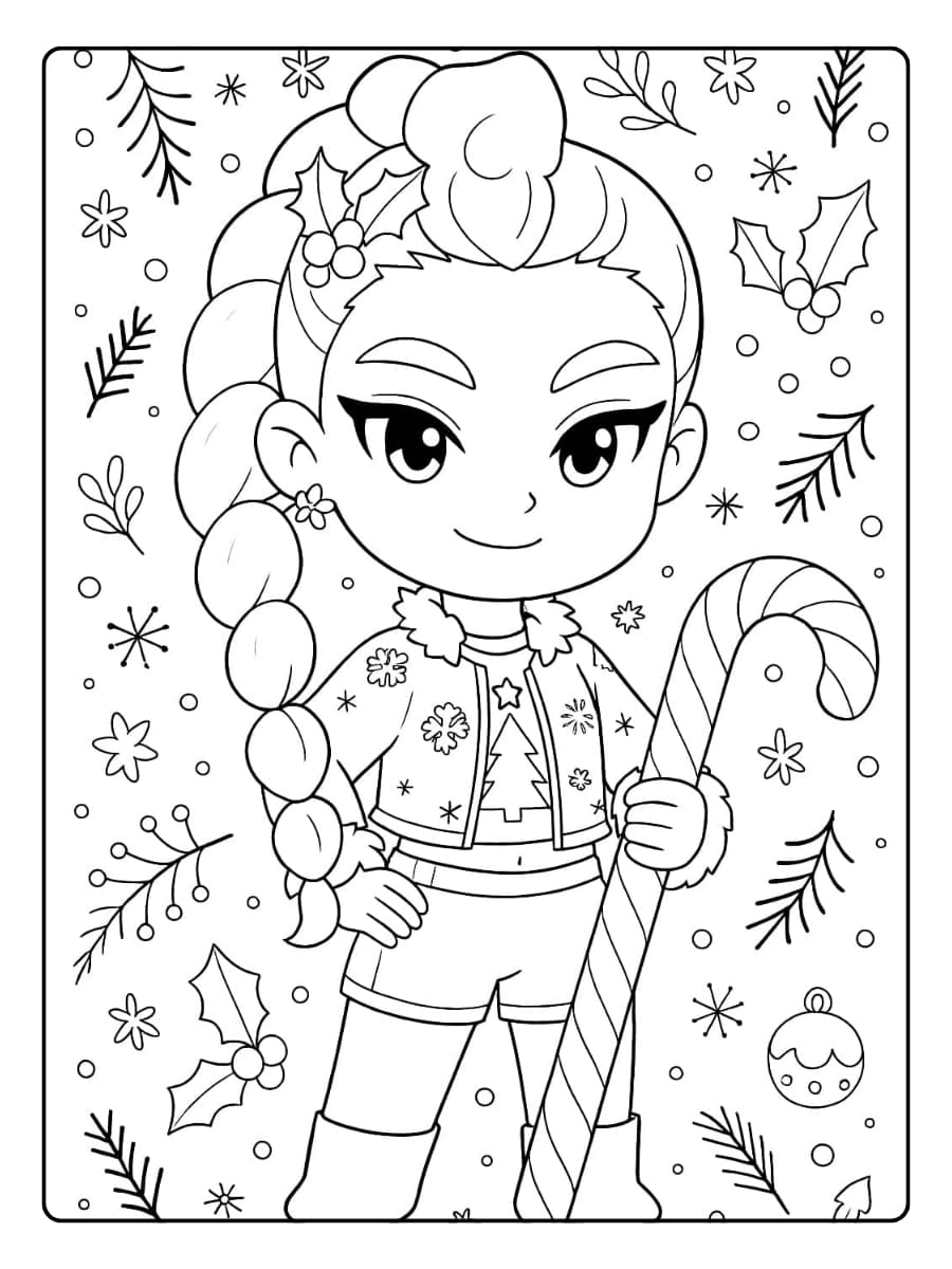 Coloriage Kpop Demon Hunter Noël (13)