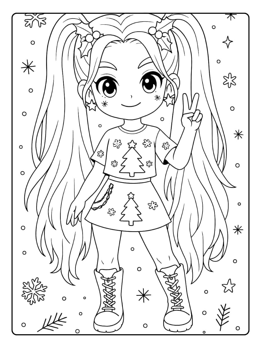 Coloriage Kpop Demon Hunter Noël (15)