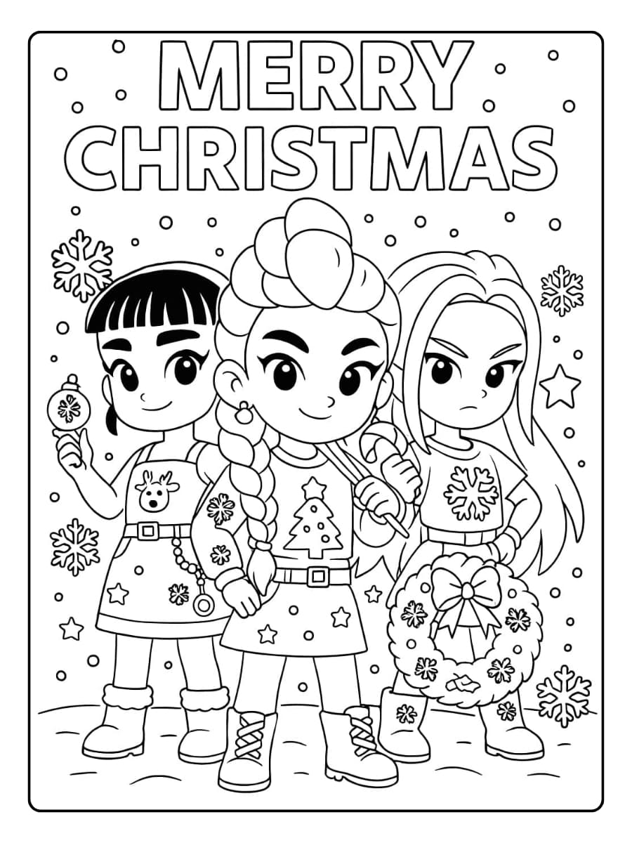 Coloriage Kpop Demon Hunter Noël (2)