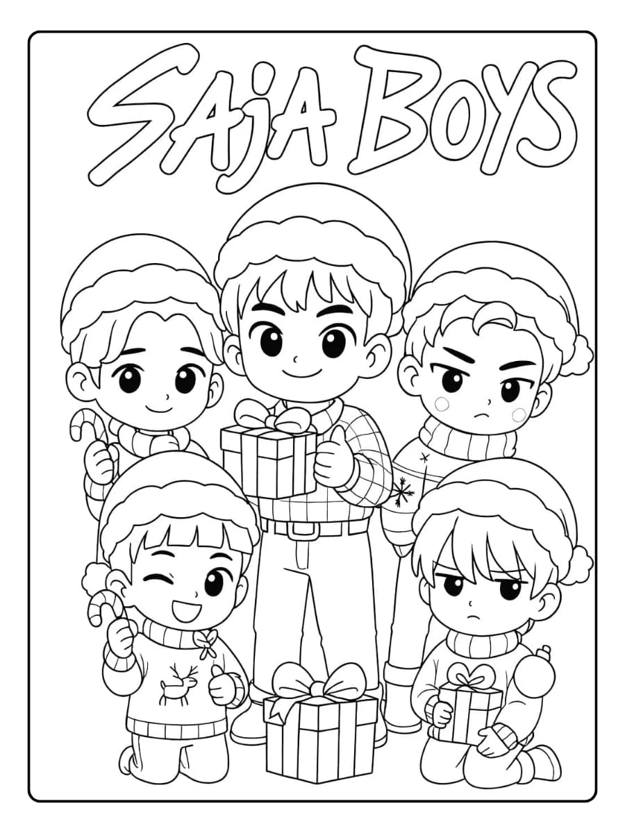 Coloriage Kpop Demon Hunter Noël (3)