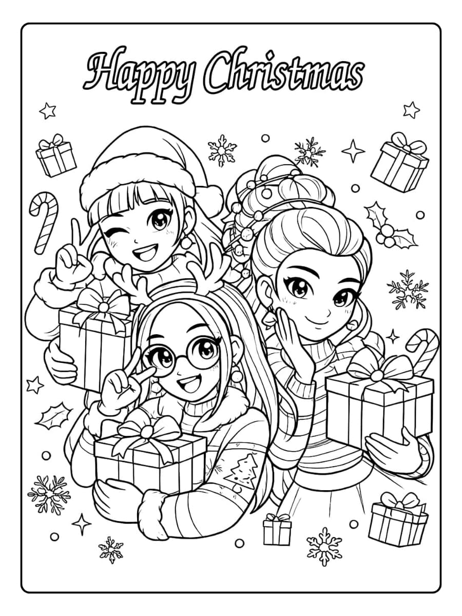 Coloriage Kpop Demon Hunter Noël (5)