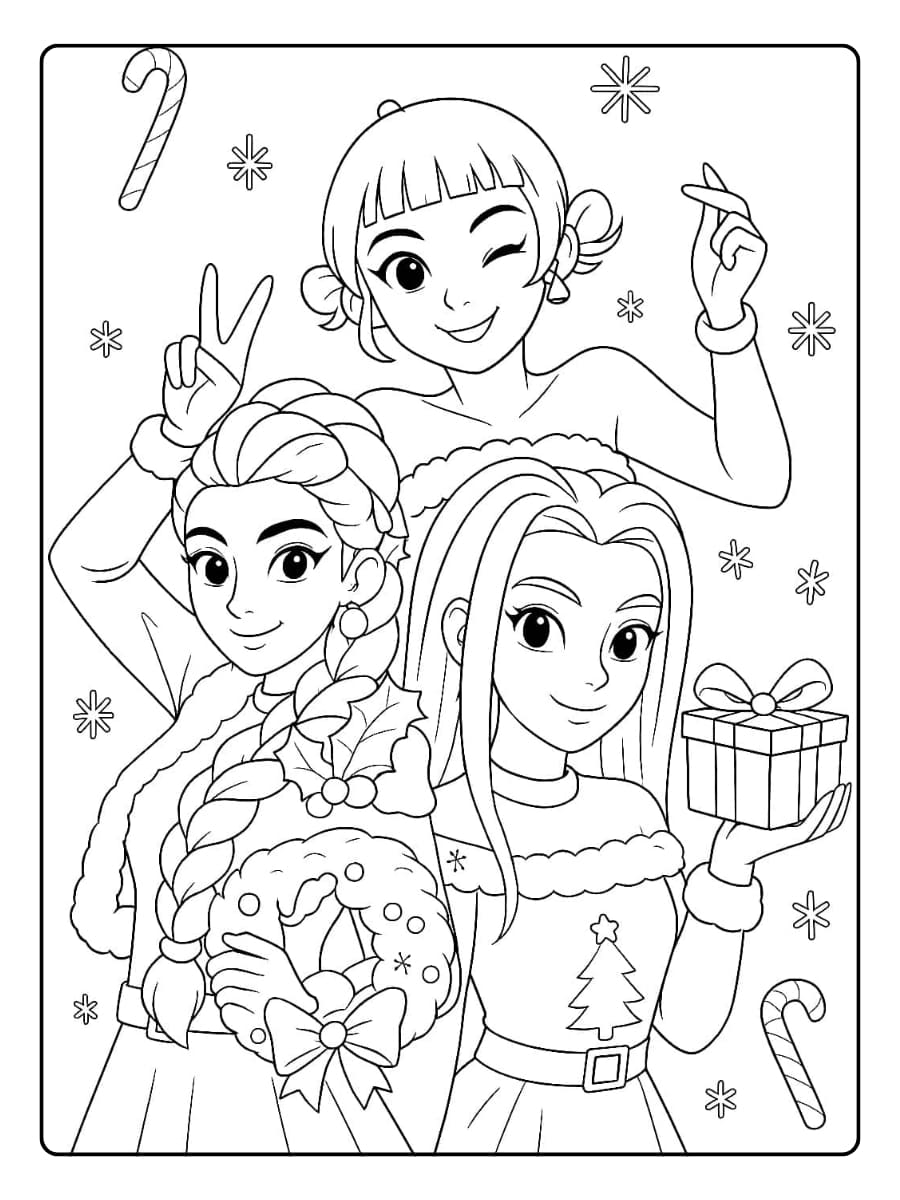 Coloriage Kpop Demon Hunter Noël (8)