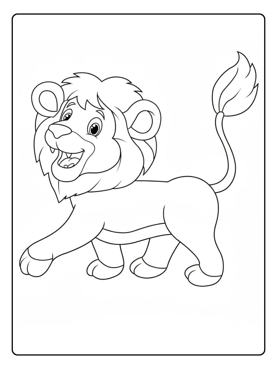 Coloriage Lion Joyeux