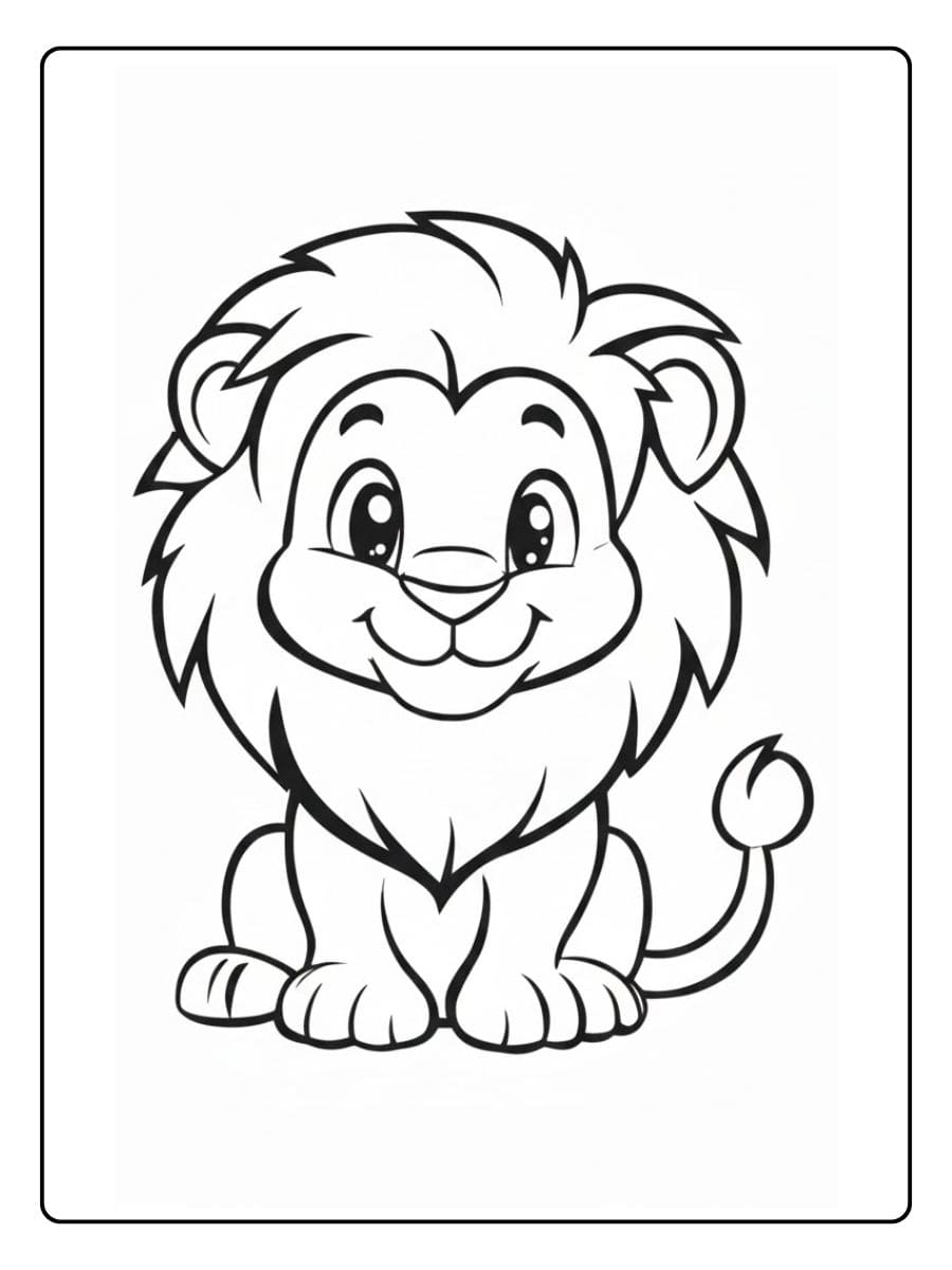 Coloriage Lion Mignon Simple à Imprimer