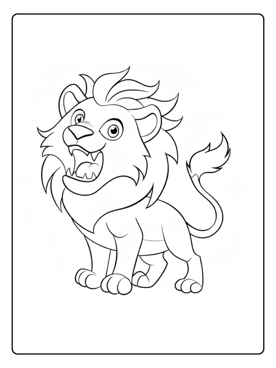 Coloriage Lion Simple Contour