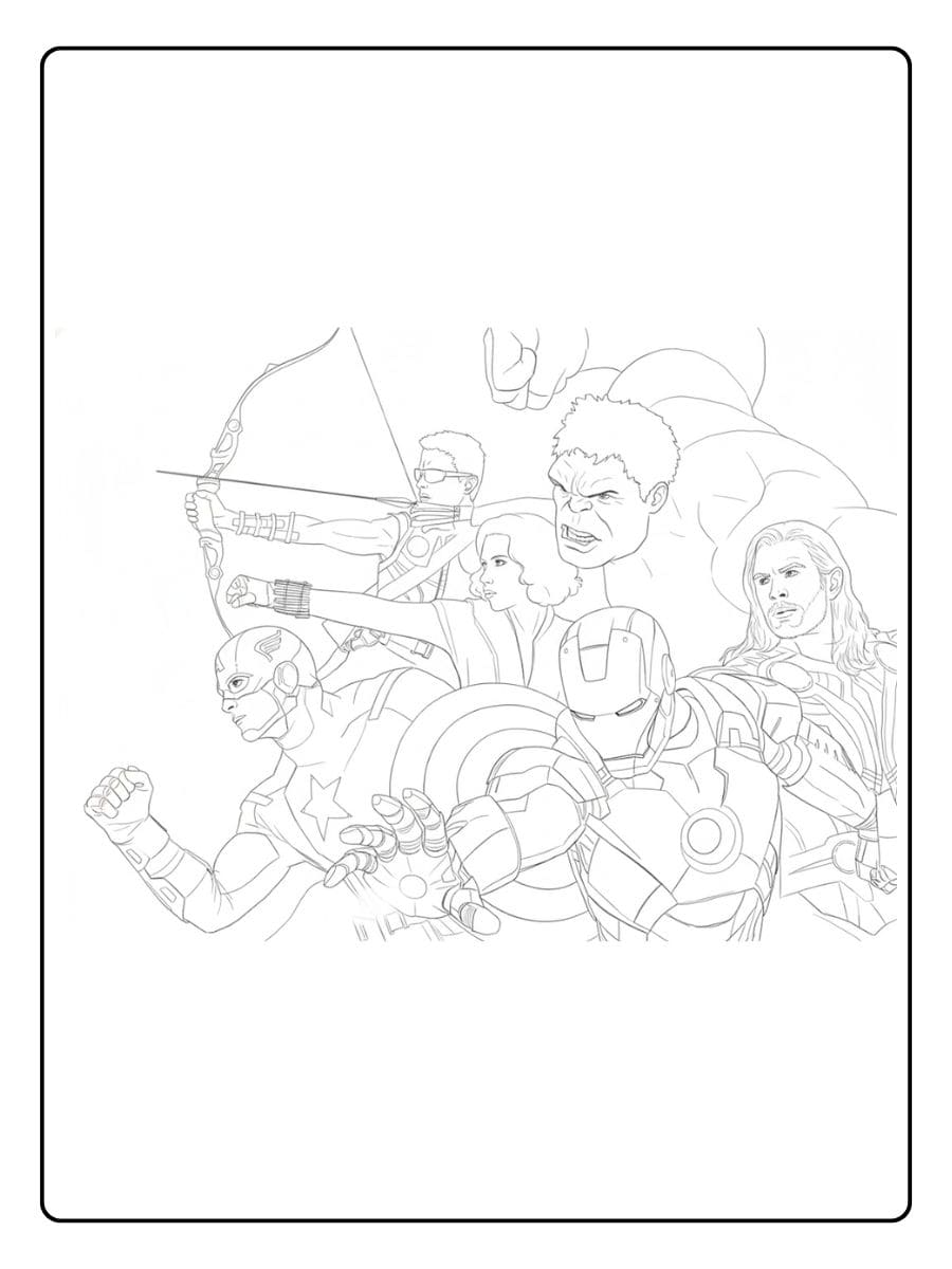 Coloriage Marvel Avengers Lignes Simples