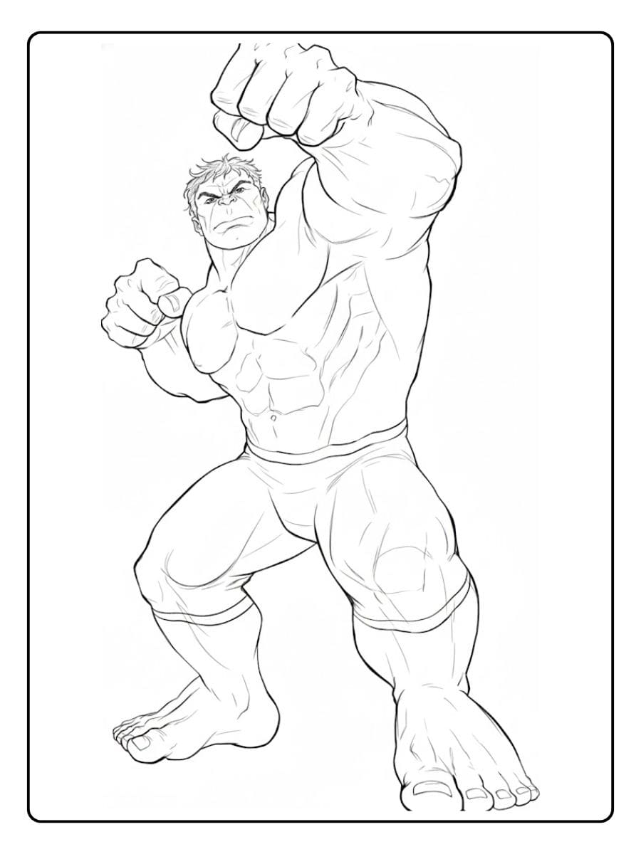 Coloriage Marvel Hulk en action