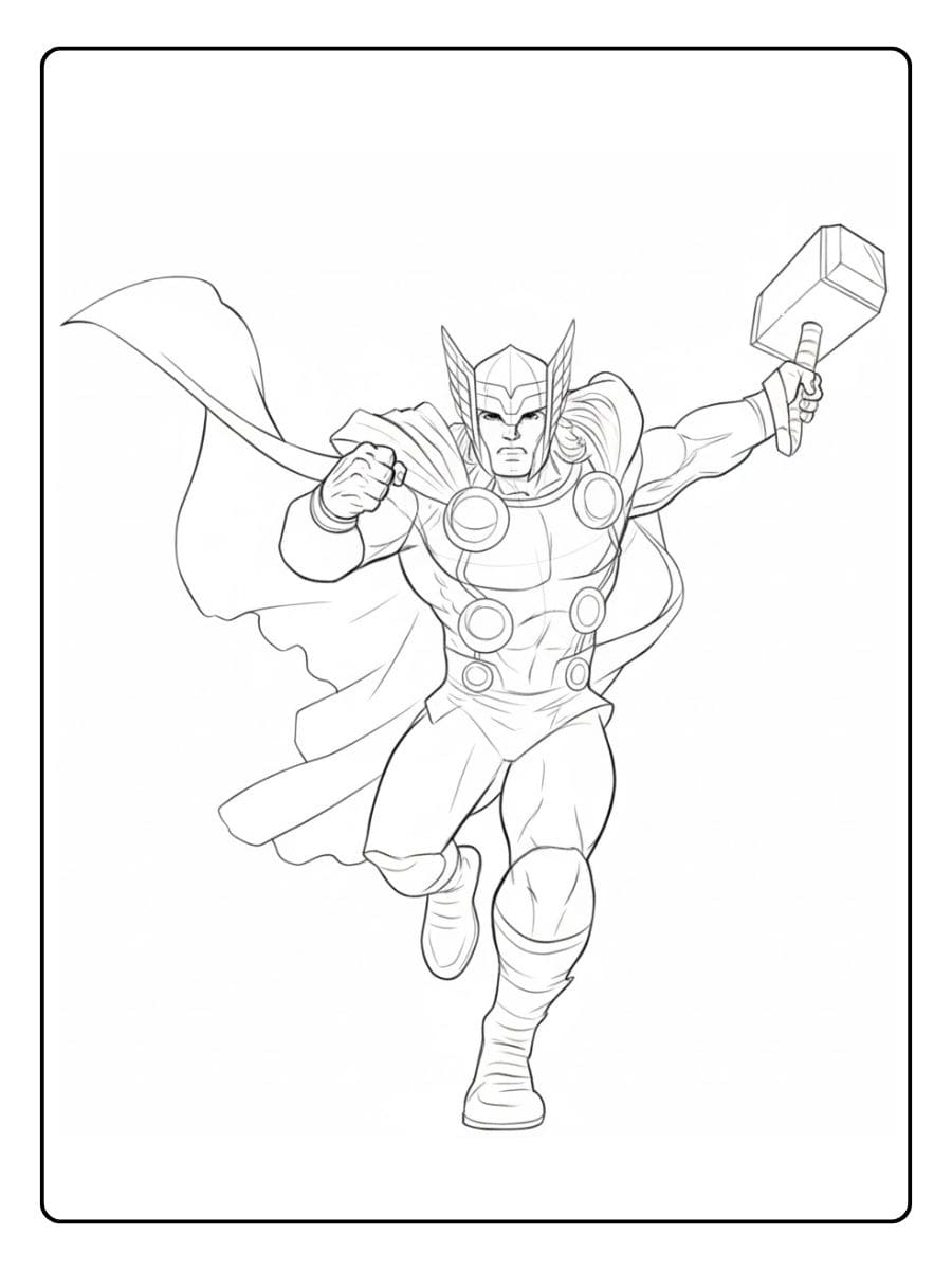 Coloriage Marvel Thor Simplicité