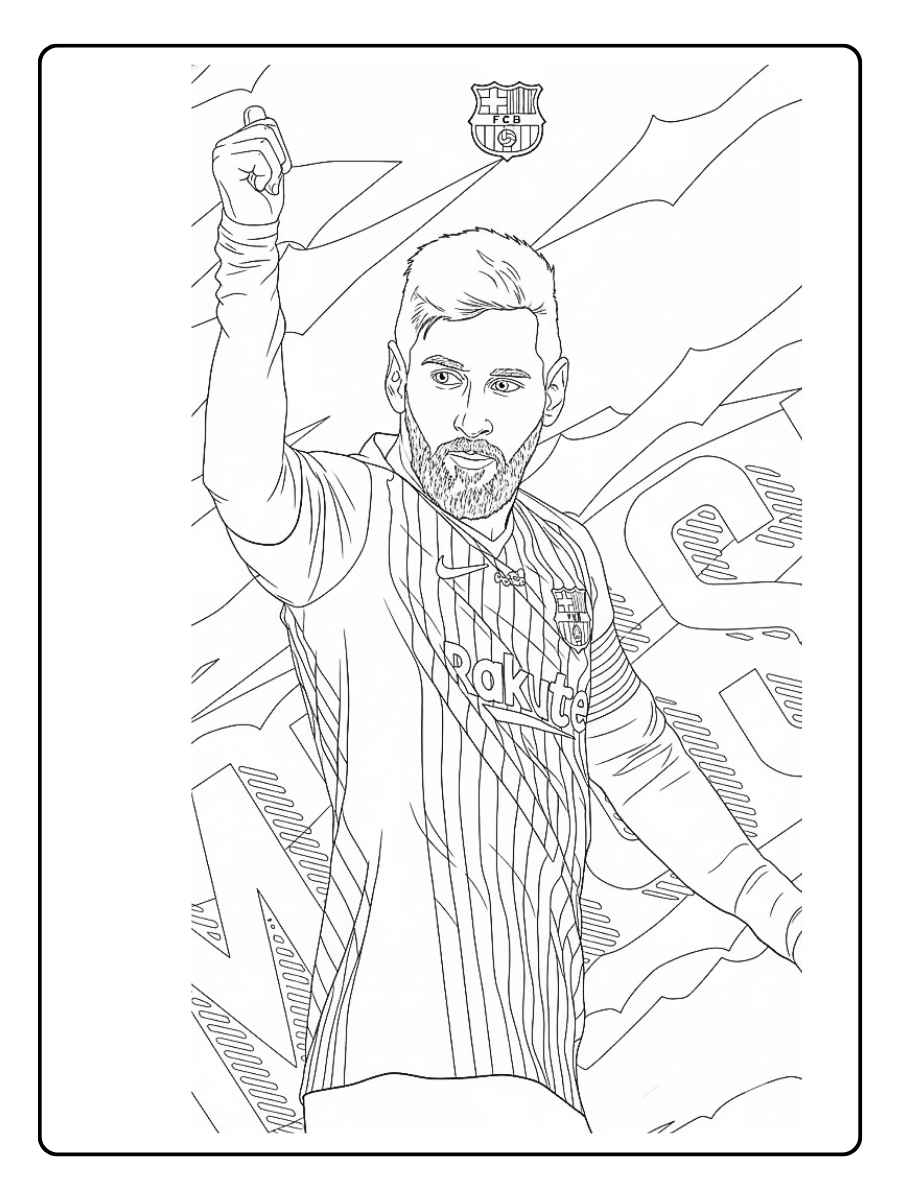 Coloriage Messi célébration sur le terrain