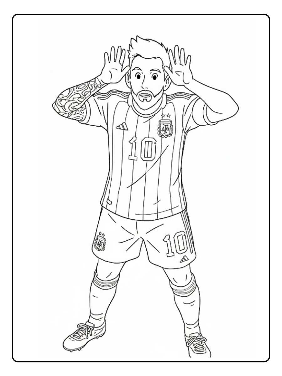 Coloriage Messi geste de surprise