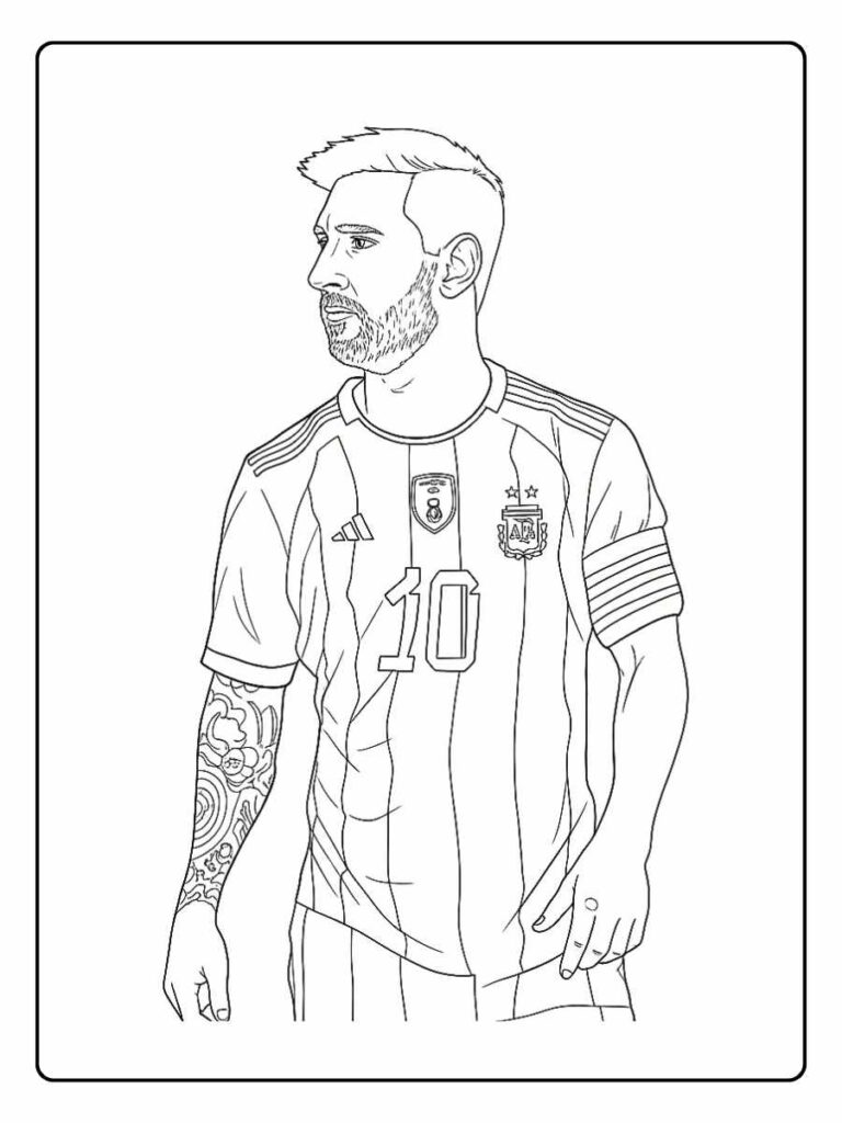 Coloriage Gratuit à Imprimer – Dessins à Colorier PDF & PNG 128 Coloriage Messi jonglant avec le ballon