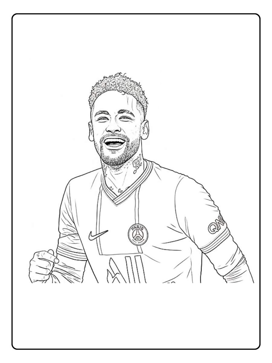 Coloriage Neymar en action avec le maillot du PSG